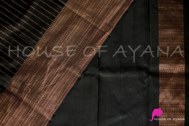 Ddf Black Copper Organic Lichi Silk Banarasi Saree Cataog